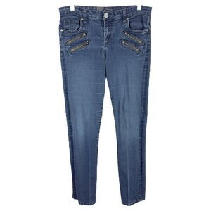 Kut from the Kloth Size 10 Jeans Mid Rise Skinny Blue Zippers Stretch Womens 827